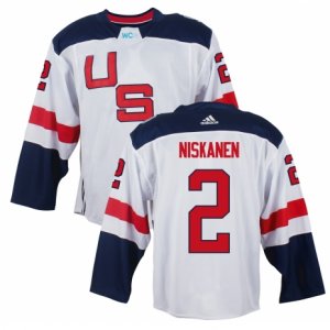 Youth Adidas Team USA #2 Matt Niskanen Authentic White Home 2016 World Cup Ice Hockey Jersey