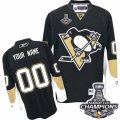 Youth Reebok Pittsburgh Penguins Customized Authentic Black Home 2016 Stanley Cup Champions NHL Jersey