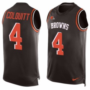 Mens Nike Cleveland Browns #4 Britton Colquitt Limited Brown Player Name & Number Tank Top NFL Jersey