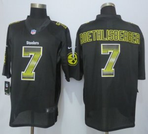 2015 New Nike Pittsburgh Steelers #7 Roethlisberger Black Strobe Jerseys(Limited)