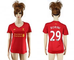 Womens Liverpool #29 Borini Red Home Soccer Club Jersey