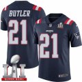 Mens Nike New England Patriots #21 Malcolm Butler Limited Navy Blue Rush Super Bowl LI 51 NFL Jersey