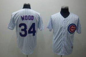 mlb chicago cubs #34 wood white(blue strip)