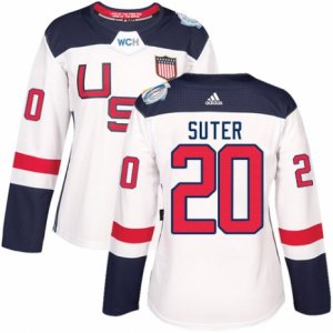 Women\'s Adidas Team USA #20 Ryan Suter Authentic White Home 2016 World Cup Hockey Jersey