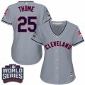 Womens Majestic Cleveland Indians #25 Jim Thome Authentic Grey Road 2016 World Series Bound Cool Base MLB Jersey