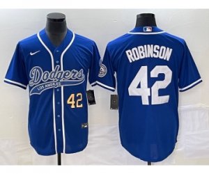 Men\'s Los Angeles Dodgers #42 Jackie Robinson Number Blue Cool Base Stitched Baseball Jersey