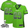 Nike Seattle Seahawks #29 Earl Thomas Green Super Bowl XLVIII Women Stitched NFL Elite Drift Fashion Jersey
