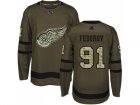 Adidas Detroit Red Wings #91 Sergei Fedorov Green Salute to Service Stitched NHL Jersey