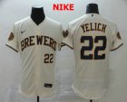 Men Milwaukee Brewers #22 Christian Yelich Cream Stitched MLB Flex Base Nike Jersey