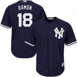 Men\'s Majestic New York Yankees #18 Johnny Damon Replica Navy Blue Alternate MLB Jersey