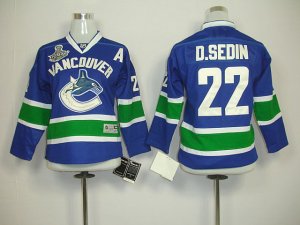 youth nhl vancouver canucks #22 d.sedin blue[2011 stanley cup]