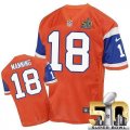 Nike Denver Broncos #18 Peyton Manning Orange Throwback Super Bowl 50 Men Stitched NFL Elite Jersey