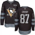 Mens Pittsburgh Penguins #87 Sidney Crosby Black 1917-2017 100th Anniversary Stitched NHL Jersey