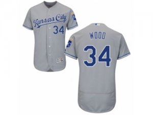 Mens Majestic Kansas City Royals #34 Travis Wood Grey Flexbase Authentic Collection MLB Jersey