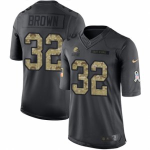 Men\'s Nike Cleveland Browns #32 Jim Brown Limited Black 2016 Salute to Service NFL Jersey