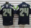 Nike Seahawks #24 Marshawn Lynch Blue With Hall of Fame 50th Patch NFL Elite Jersey