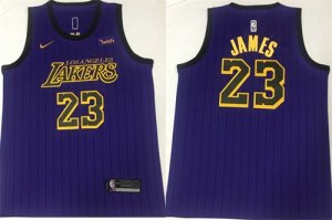 Lakers #23 Lebron James Purple 2018-19 City Edition Nike Swingman Jersey