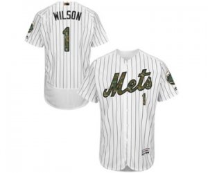 Men\'s Majestic New York Mets #1 Mookie Wilson Authentic White 2016 Memorial Day Fashion Flex Base MLB Jersey