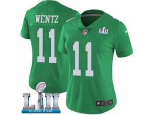 Women Nike Philadelphia Eagles #11 Carson Wentz Limited Green Rush Vapor Untouchable Super Bowl LII NFL Jersey