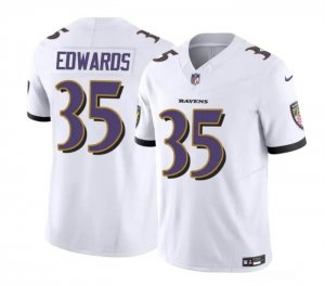 Men\'s Baltimore Ravens #35 Gus Edwards White 2023 F.U.S.E. Vapor Limited Football Stitched Jersey