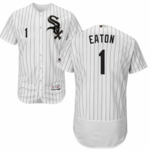 Men\'s Majestic Chicago White Sox #1 Adam Eaton White Black Flexbase Authentic Collection MLB Jersey