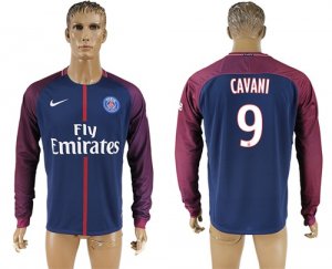 2017-18 Paris Saint-Germain 9 CAVANI Home Long Sleeve Thailand Soccer Jersey