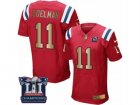 Mens Nike New England Patriots #11 Julian Edelman Elite Red Gold Alternate Super Bowl LI Champions NFL Jersey