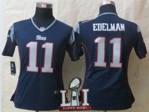 Nike Patriots #11 Julian Edelman Navy Women 2017 Super Bowl LI Game Jersey