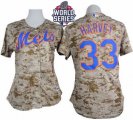 Women New York Mets #33 Matt Harvey Camo W 2015 World Series Patch Fashion Stitched MLB Jersey