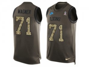 Mens Nike Detroit Lions #71 Ricky Wagner Limited Green Salute to Service Tank Top NFL Jersey