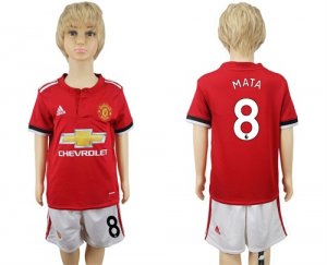 2017-18 Manchester United 8 MATA Home Youth Soccer Jersey