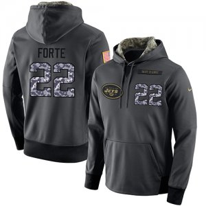 NFL Mens Nike New York Jets #22 Matt Forte Stitched Black Anthracite Salute to Service Player Performance Hoodie