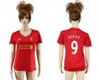 Womens Liverpool #9 Aspas Red Home Soccer Club Jersey