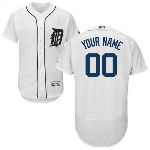 Detroit Tigers White Mens Customized Flexbase Jersey