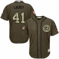 Men's Majestic Chicago Cubs #41 John Lackey Replica Green Salute to Service MLB Jersey