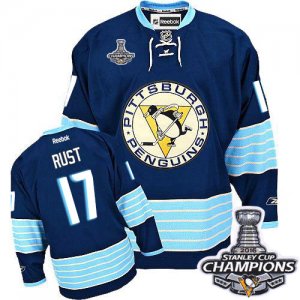 Mens Reebok Pittsburgh Penguins #17 Bryan Rust Premier Navy Blue Third Vintage 2016 Stanley Cup Champions NHL Jersey