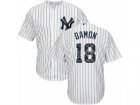 Mens Majestic New York Yankees #18 Johnny Damon Authentic White Team Logo Fashion MLB Jersey