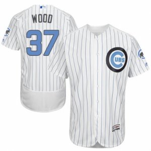 Men\'s Majestic Chicago Cubs #37 Travis Wood Authentic White 2016 Father\'s Day Fashion Flex Base MLB Jersey