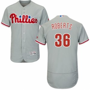 Men\'s Majestic Philadelphia Phillies #36 Robin Roberts Grey Flexbase Authentic Collection MLB Jersey