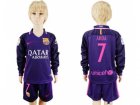 Barcelona #7 Arda Away Long Sleeves Kid Soccer Club Jersey