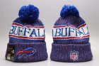 Bills Blue Wordmark Cuffed Pom Knit Hat YP