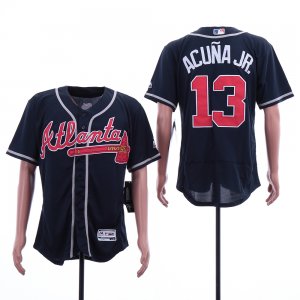 Braves #13 Ronald Acuna Jr Navy Flexbase Jersey