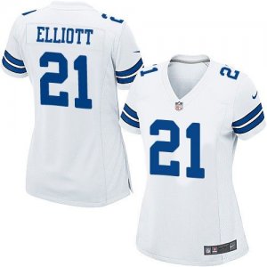 Women Nike Dallas Cowboys #21 Ezekiel Elliott White Stitched NFL Elite Jersey