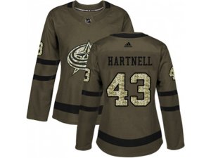 Women Adidas Columbus Blue Jackets #43 Scott Hartnell Green Salute to Service Stitched NHL Jersey