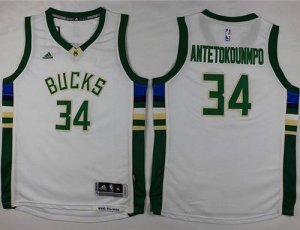 Youth Milwaukee Bucks #34 Giannis Antetokounmpo White Stitched NBA Jersey