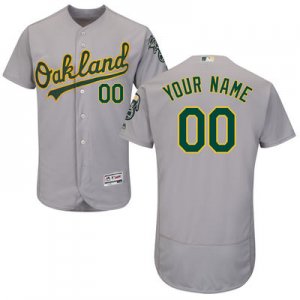 2016 Men Oakland Athletics Majestic Gray Flexbase Authentic Collection Custom Jersey