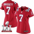 Womens Nike New England Patriots #7 Jacoby Brissett Elite Red Alternate Super Bowl LI 51 NFL Jersey