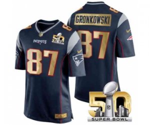 Nike New England Patriots #87 Rob Gronkowski blue Jerseys(Limited Super Bowl 50th)