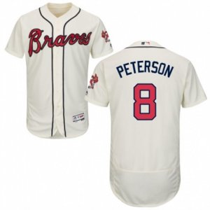 Men Atlanta Braves #8 Jace Peterson Majestic Cream Authentic Collection Flexbase Jersey