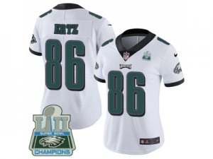 Womens Nike Philadelphia Eagles #86 Zach Ertz White Super Bowl LII Champions Stitched NFL Vapor Untouchable Limited Jersey